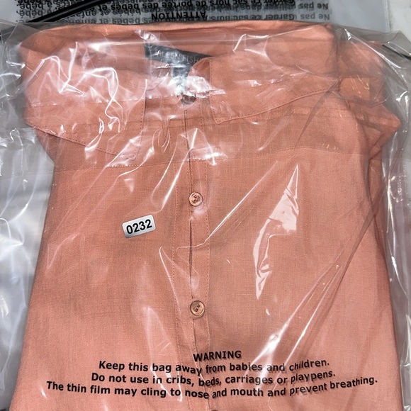 Eileen Fisher 100% irish linen peach half button long sleeve swing style shirt - Picture 13 of 13